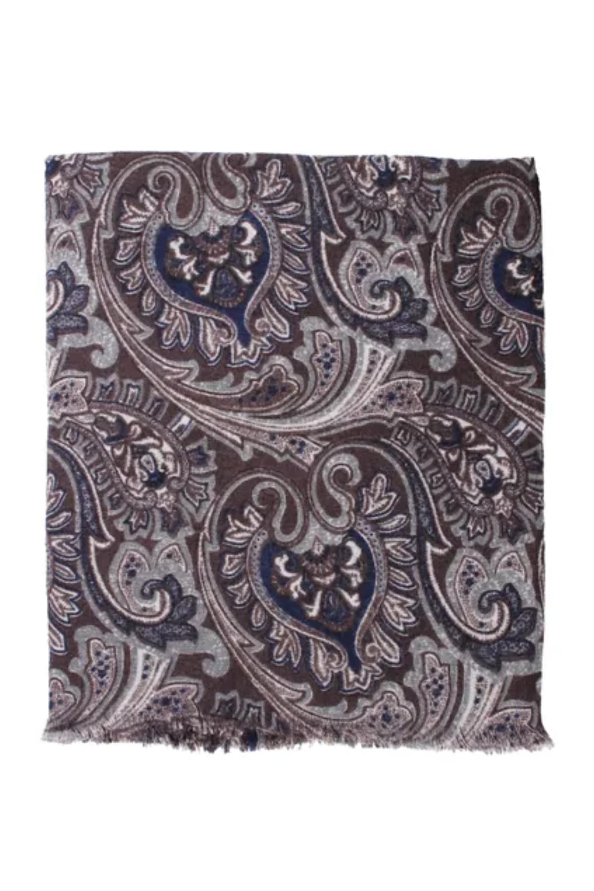 Brown Paisley Wool Scarf