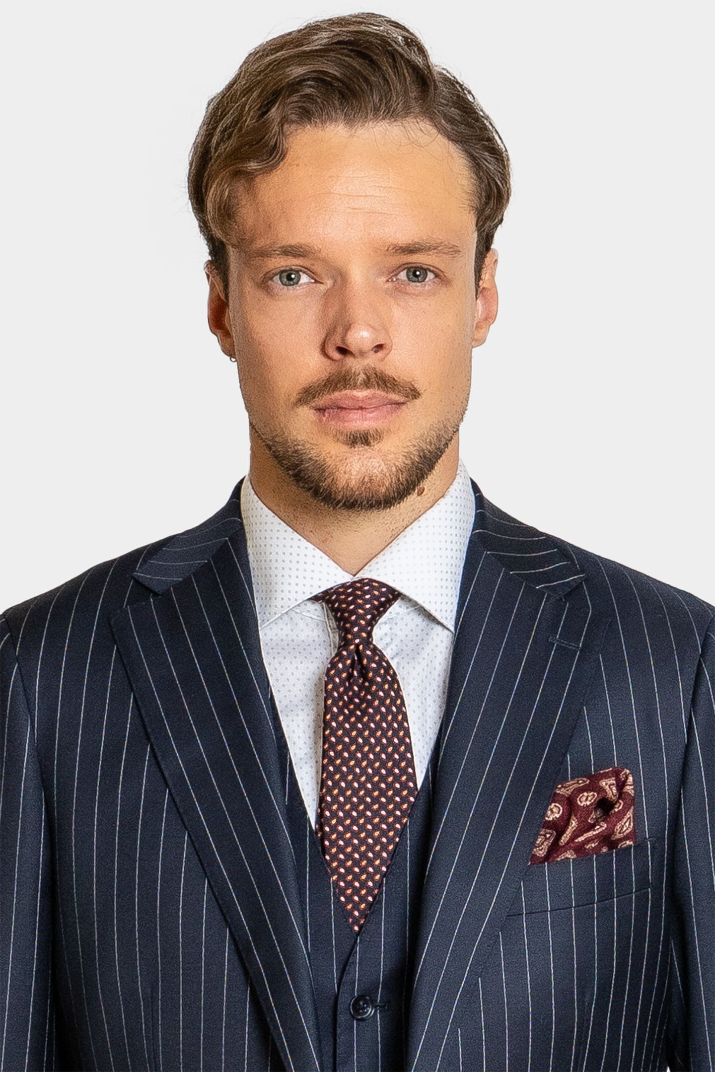 Oxford Navy Striped 3-Piece Suit - Image 2