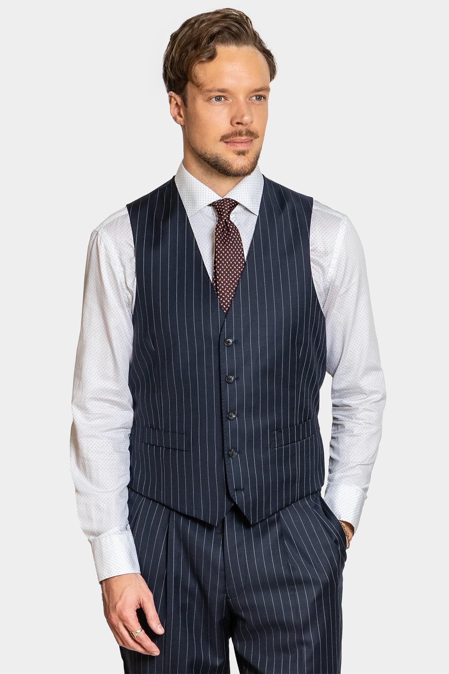 Oxford Navy Striped 3-Piece Suit - Image 3