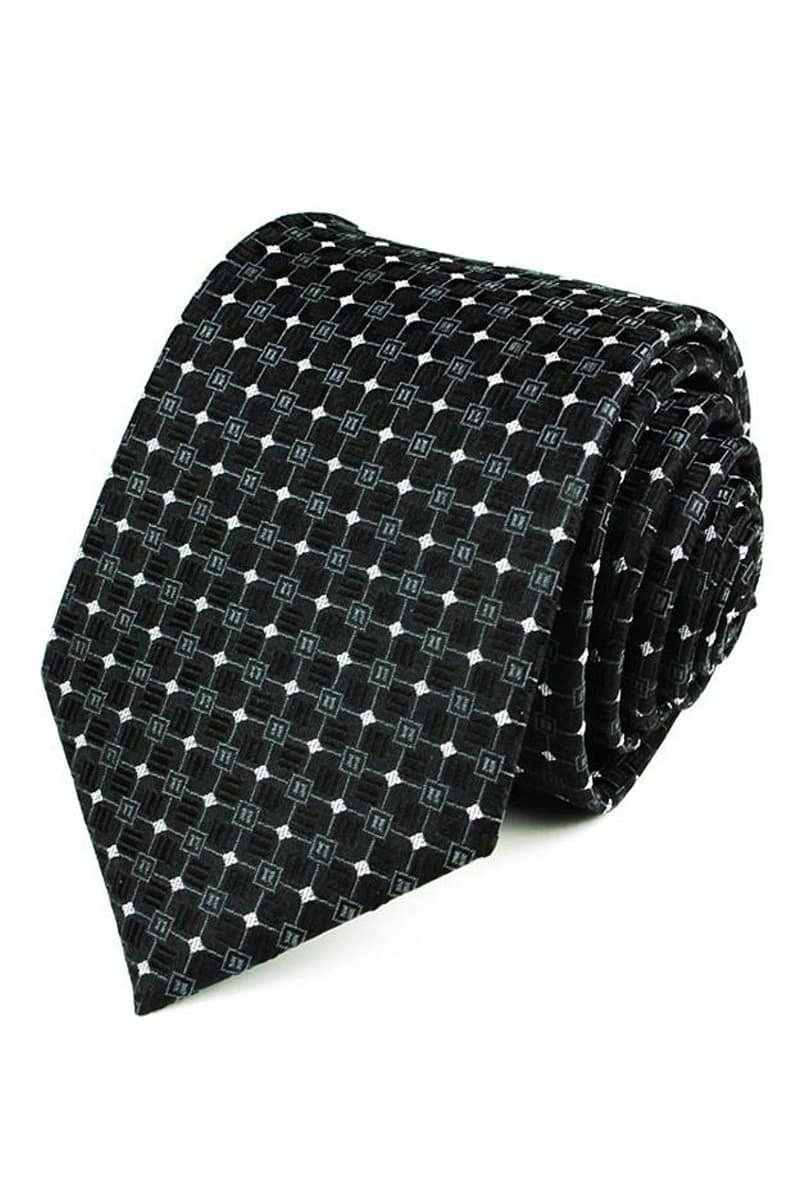 124 Black Patterned Silk Tie