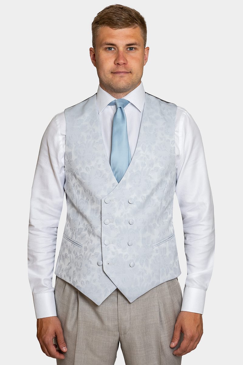 Lanny Grey Patterned Double Breasted Waistcoat