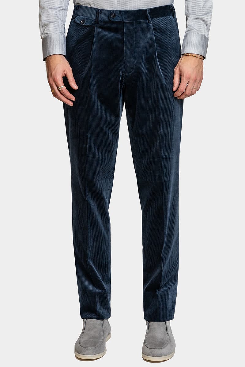 Cappucini Navy Velvet Trousers