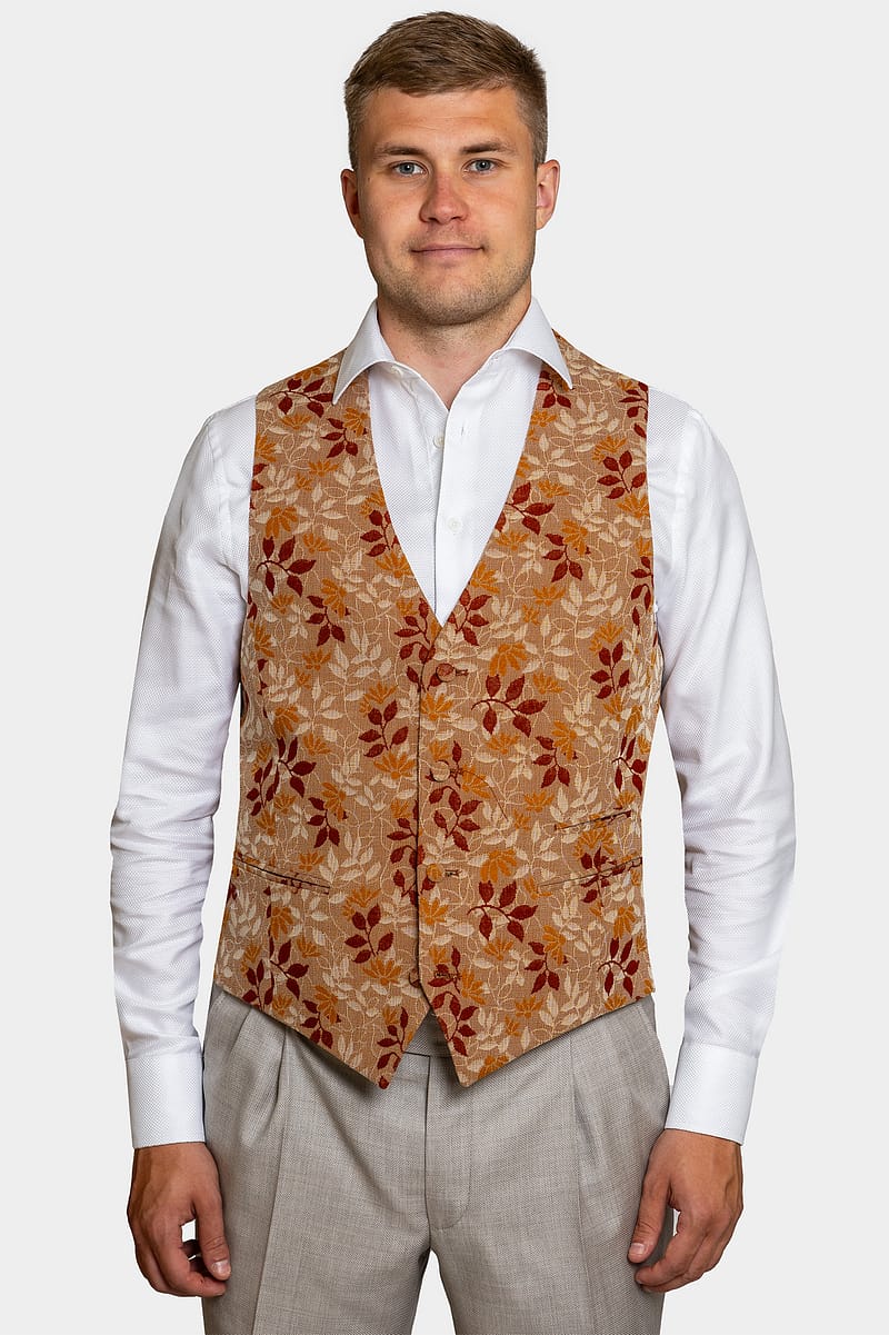 Laurent Peach Floral Waistcoat