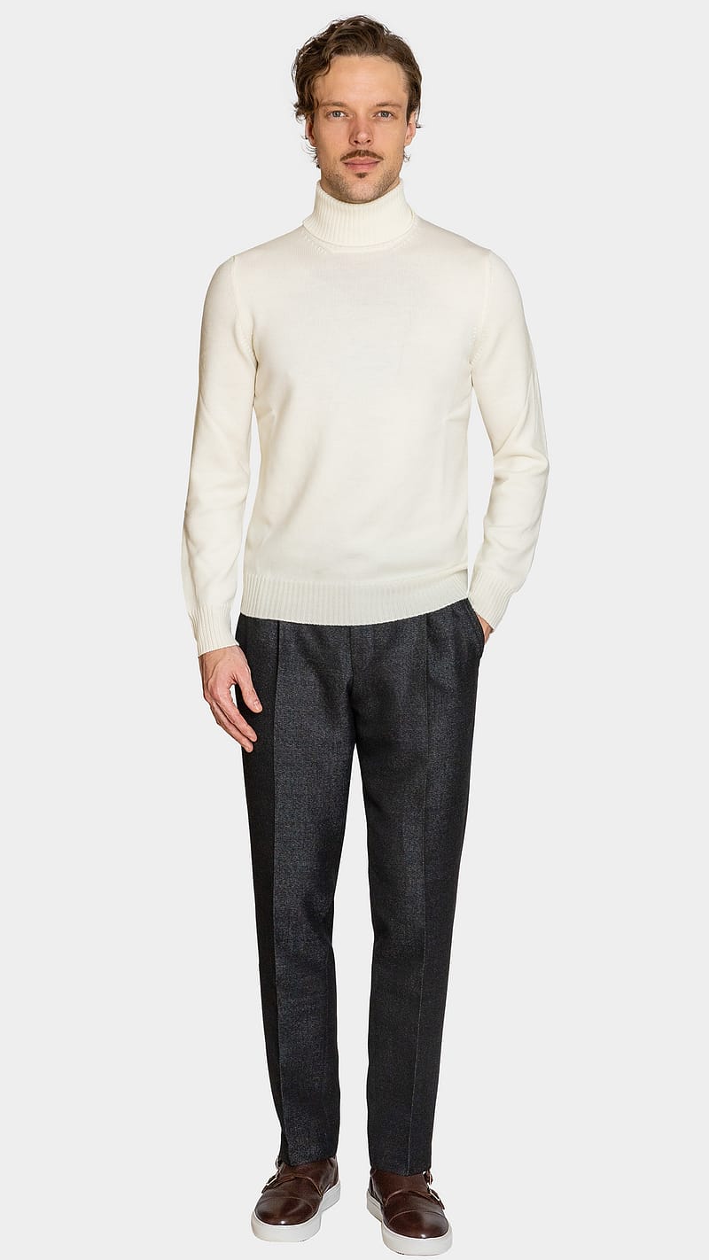 Off White Merino Turtle Neck