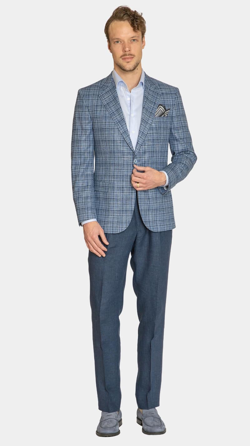 Silver Lake Mid Blue Check Jacket
