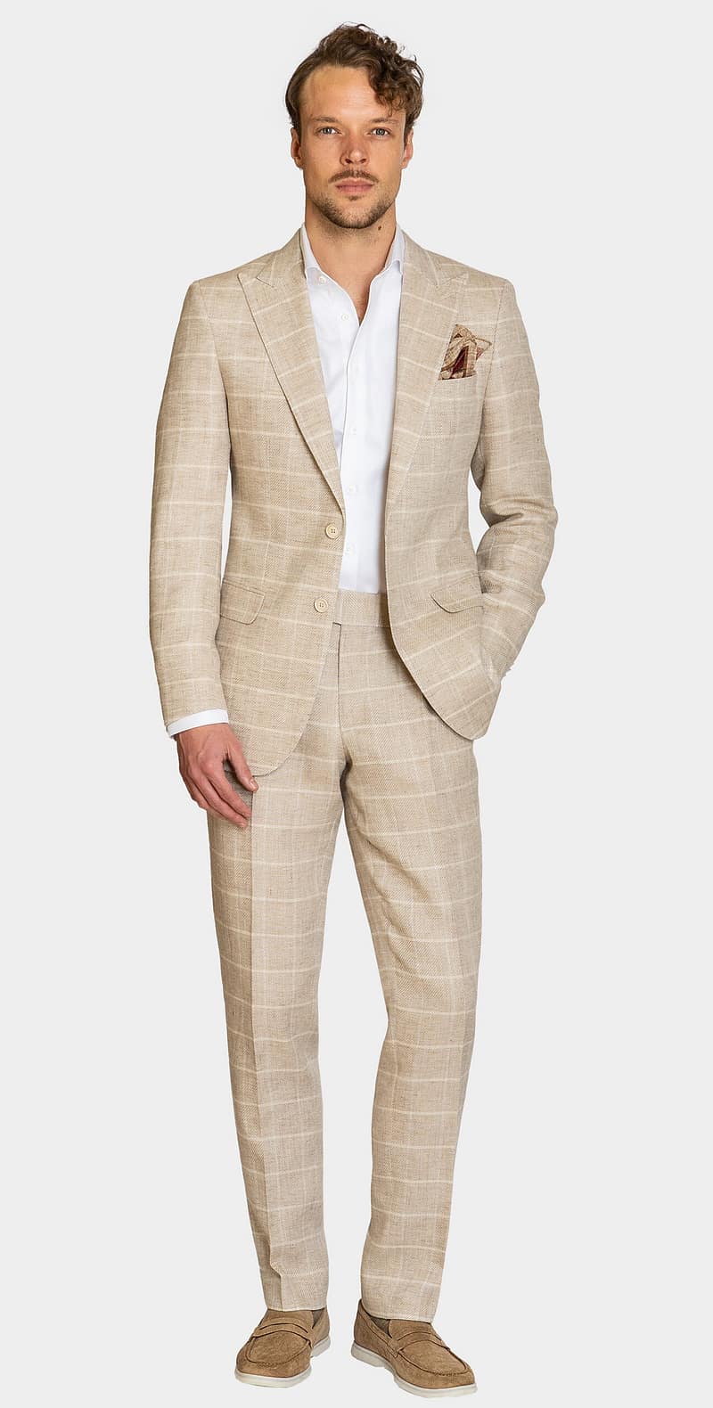 Colmar Beige Check Suit