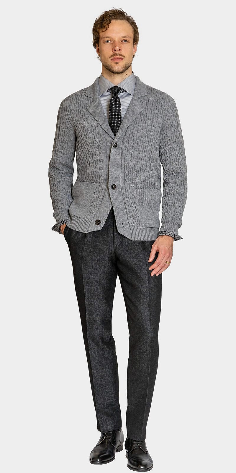 Grey Merino Cardigan