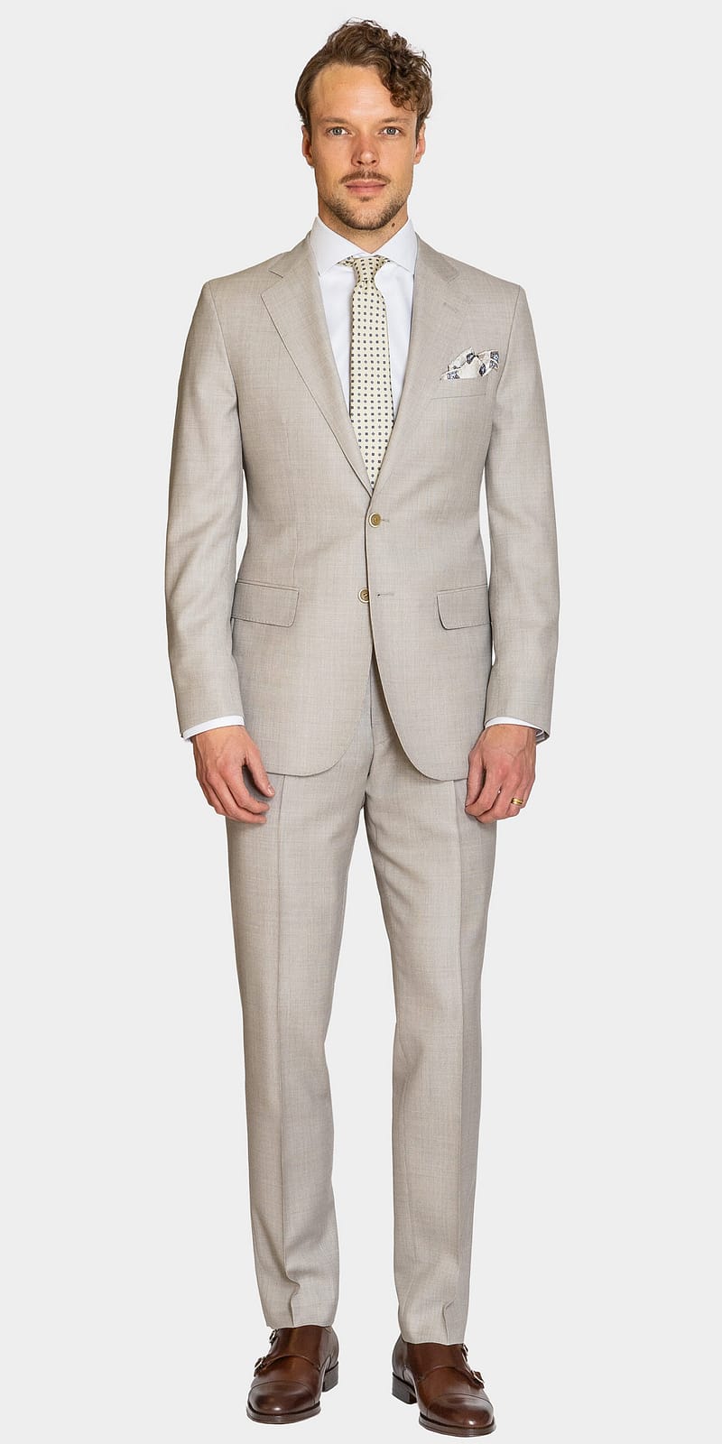 Crawley Beige Structured Suit