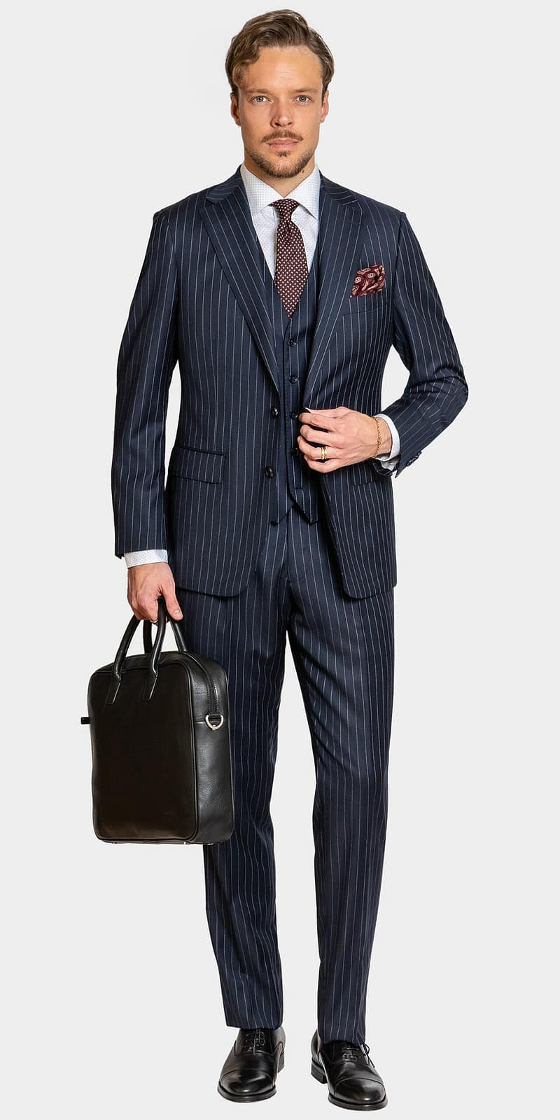 Oxford Navy Striped 3-Piece Suit