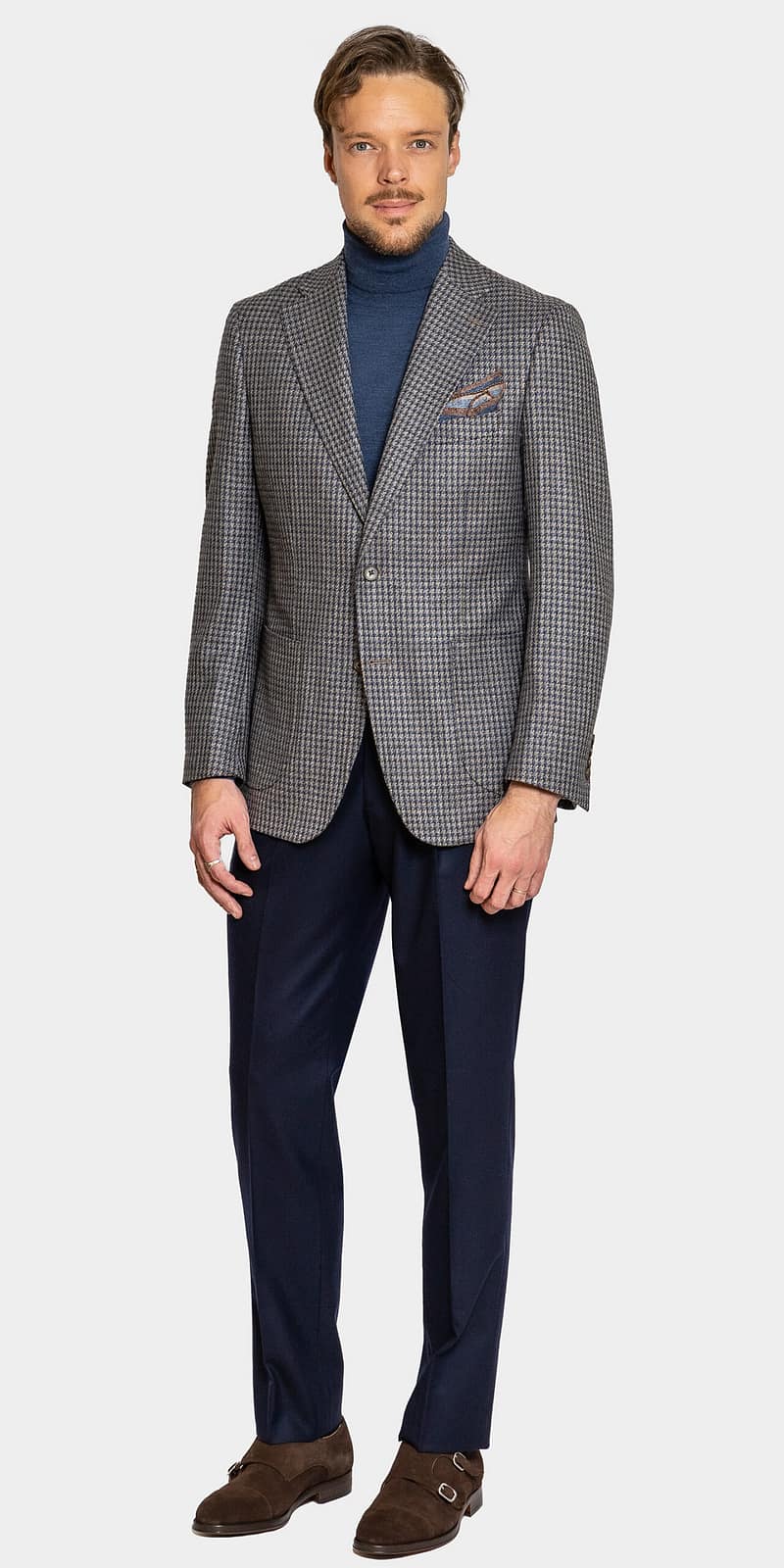 Pisa Grey Blue Houndstooth Jacket