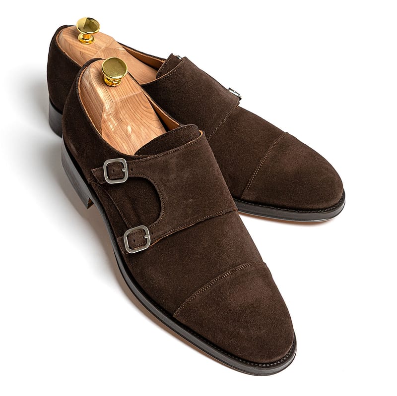 Robert Brown Suede Monk Strap Shoes