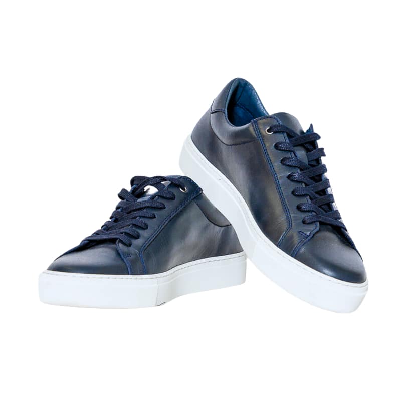 Blue Leather Sneakers